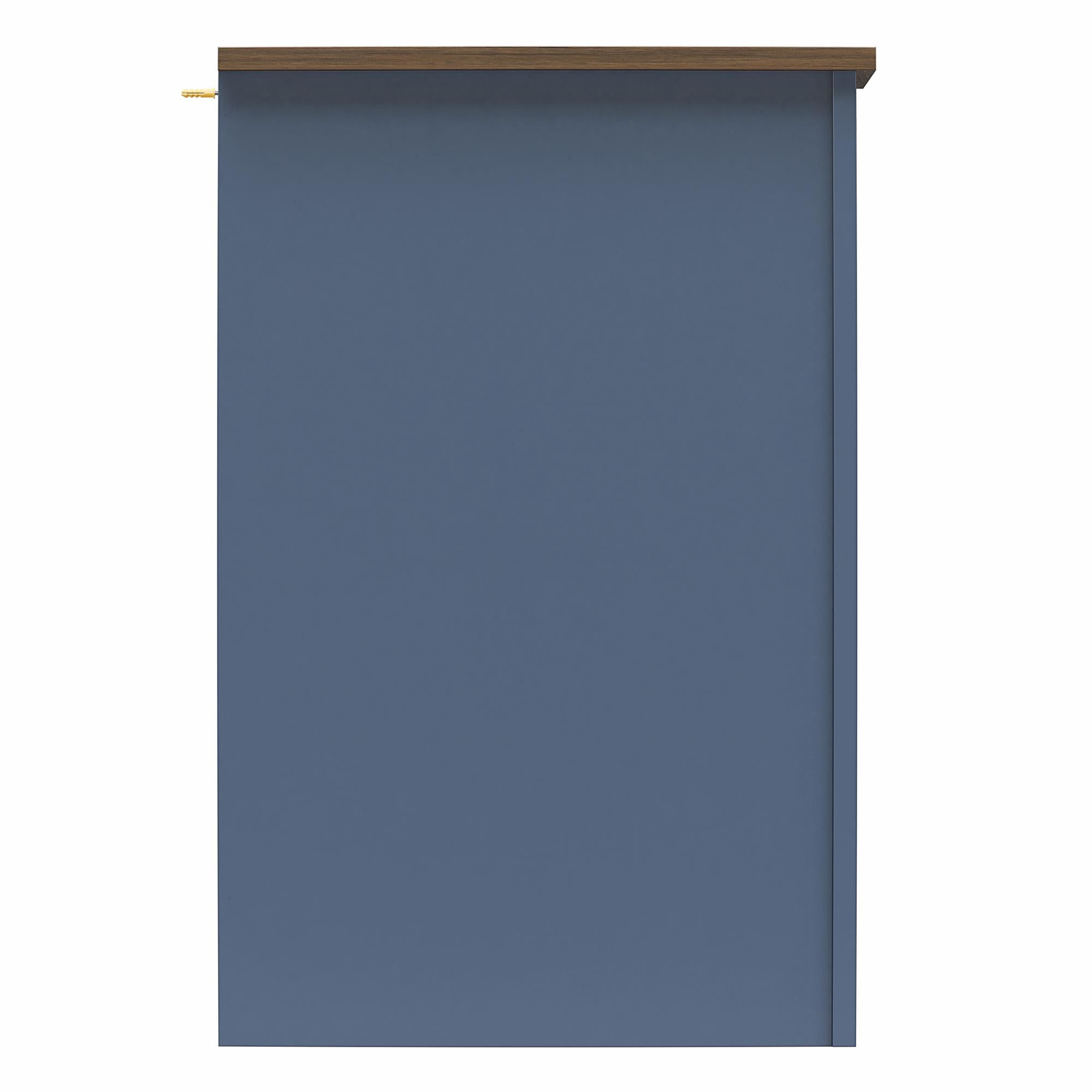 Alton Farmhouse Nightstand with 4 Shelves, Stone Blue/Rustic Walnut - Stone Blue/Rustic Walnut