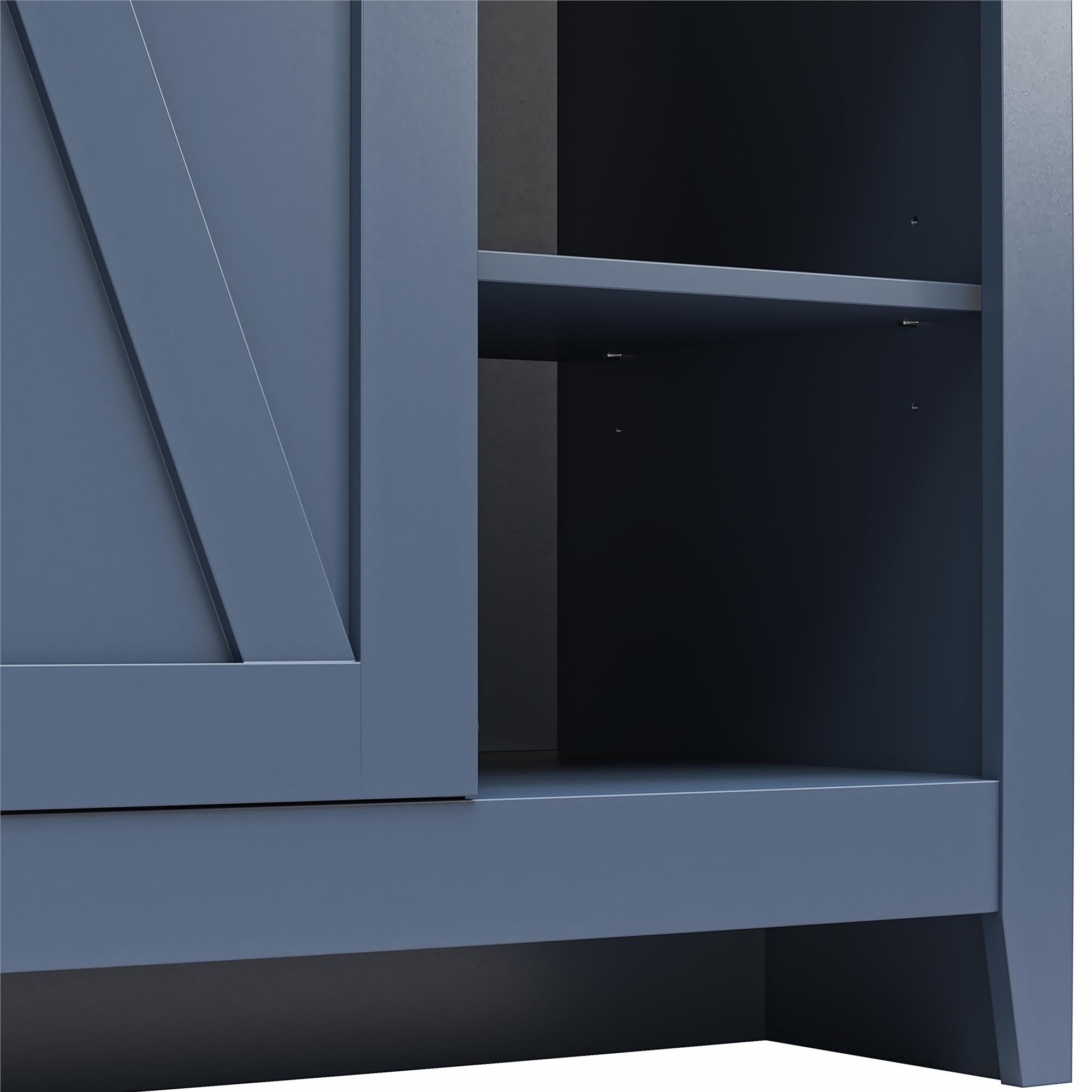 Alton Farmhouse Nightstand with 4 Shelves, Stone Blue/Rustic Walnut - Stone Blue/Rustic Walnut