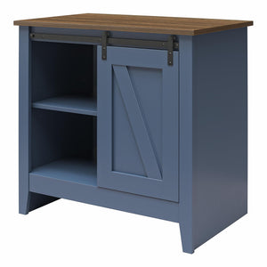 Alton Farmhouse Nightstand with 4 Shelves, Stone Blue/Rustic Walnut - Stone Blue/Rustic Walnut