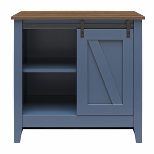 Alton Farmhouse Nightstand with 4 Shelves, Stone Blue/Rustic Walnut - Stone Blue/Rustic Walnut