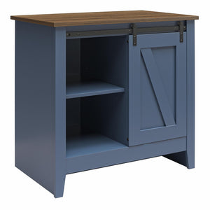 Alton Farmhouse Nightstand with 4 Shelves, Stone Blue/Rustic Walnut - Stone Blue/Rustic Walnut