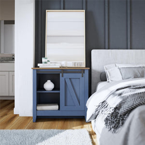 Alton Farmhouse Nightstand with 4 Shelves, Stone Blue/Rustic Walnut - Stone Blue/Rustic Walnut