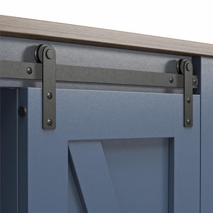 Alton Farmhouse Nightstand with 4 Shelves, Stone Blue/Rustic Walnut - Stone Blue/Rustic Walnut