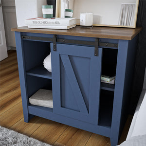Alton Farmhouse Nightstand with 4 Shelves, Stone Blue/Rustic Walnut - Stone Blue/Rustic Walnut