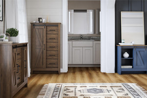 Alton Farmhouse Nightstand with 4 Shelves, Stone Blue/Rustic Walnut - Stone Blue/Rustic Walnut