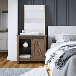Alton Farmhouse Nightstand with 4 Shelves, Rustic Walnut - Rustic Walnut