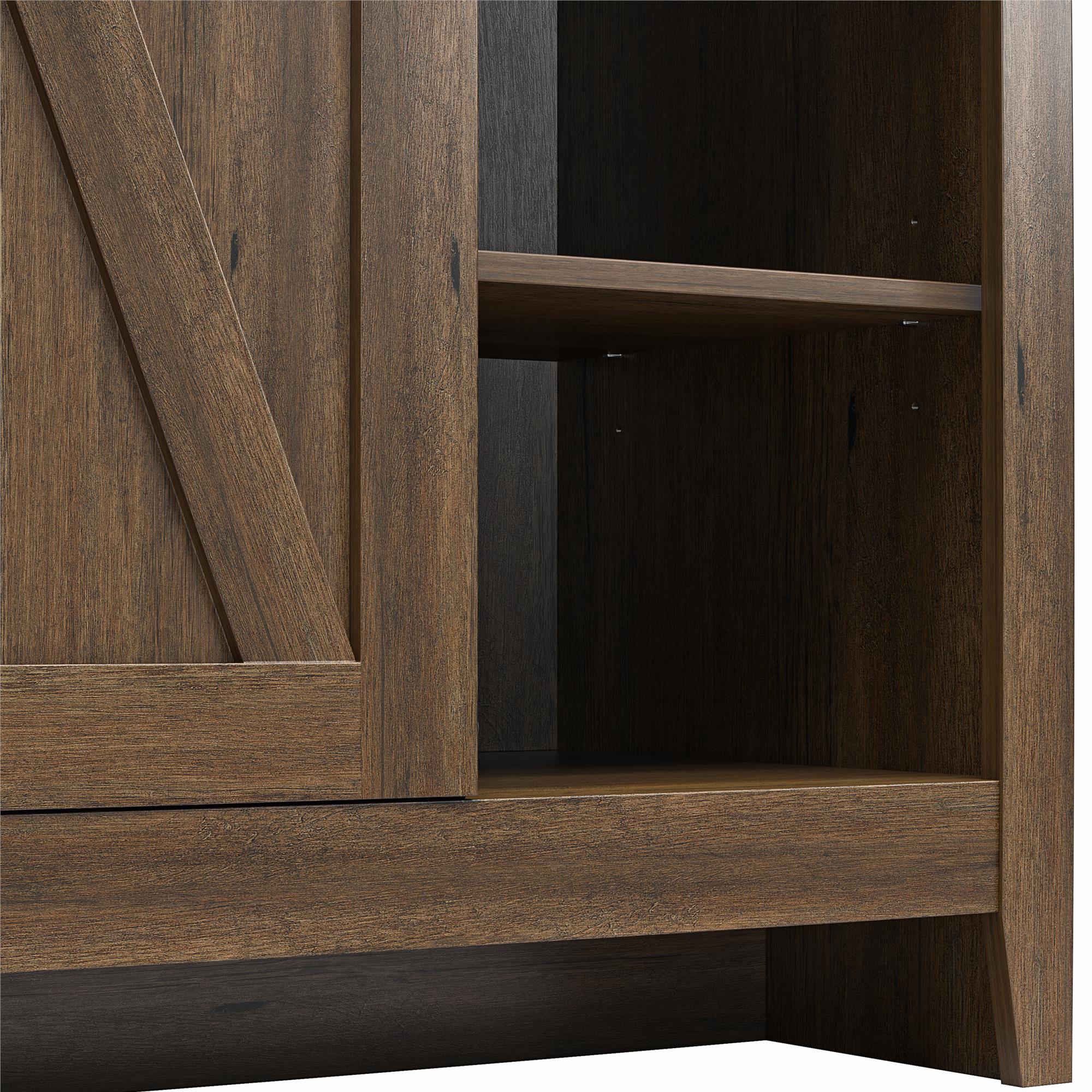 Alton Farmhouse Nightstand with 4 Shelves, Rustic Walnut - Rustic Walnut
