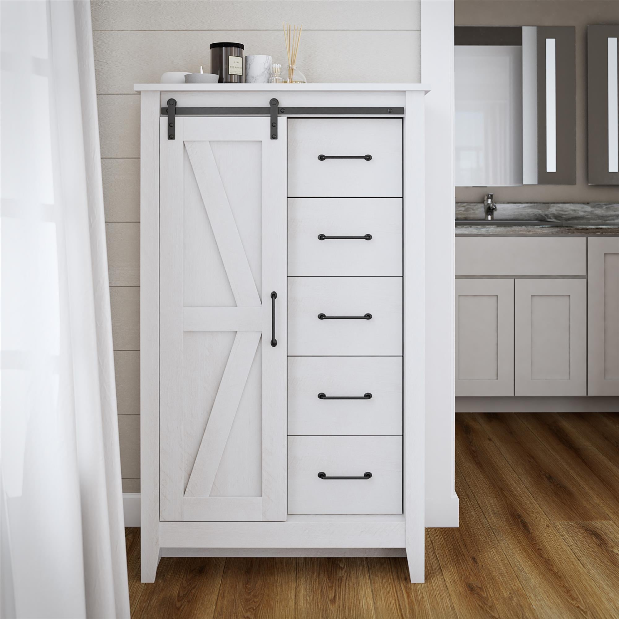 Alton Farmhouse Gentleman's Chest, Magnolia Oak - Magnolia Oak - 5 Drawer
