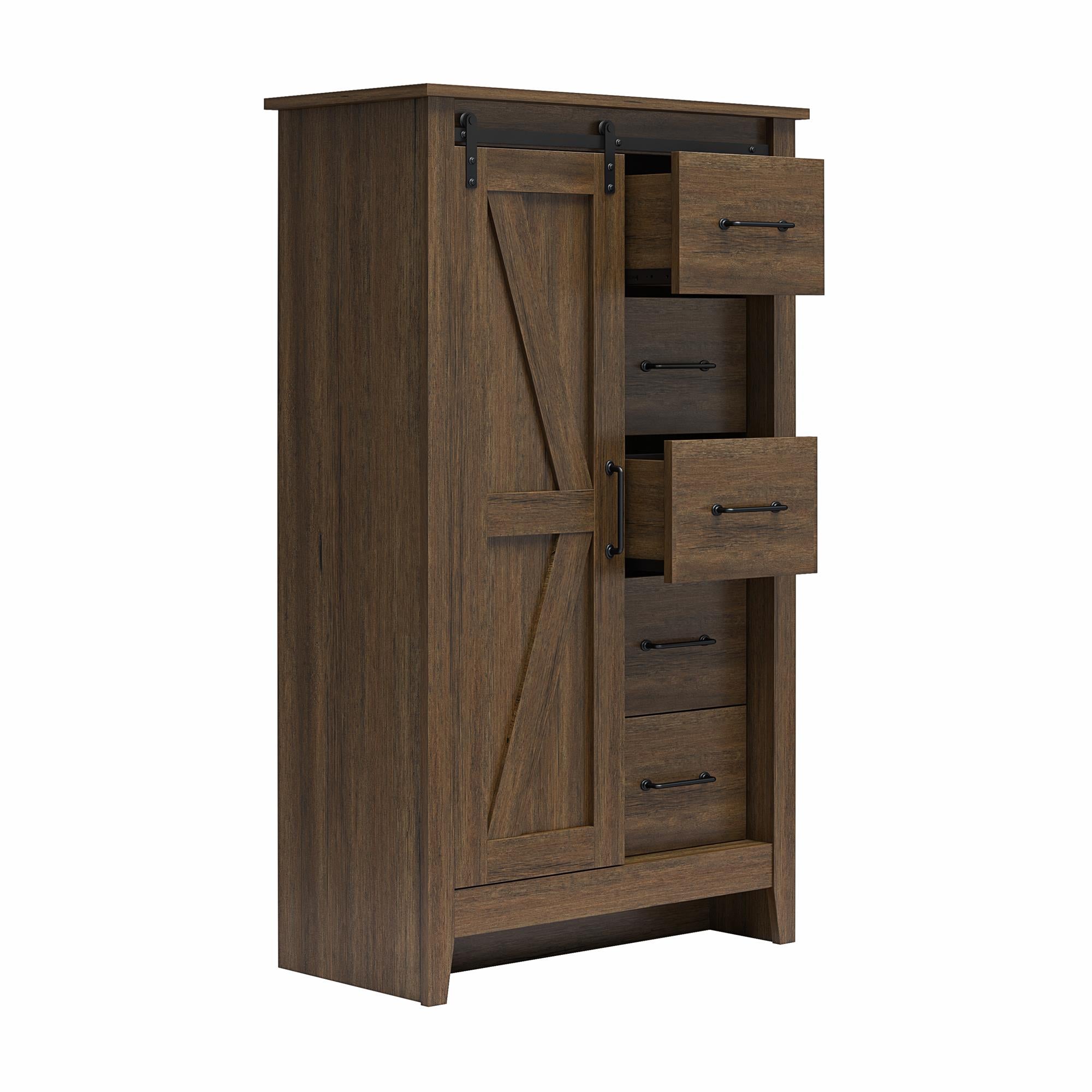Alton Farmhouse Gentleman's Chest, Rustic Walnut - Rustic Walnut - 5 Drawer