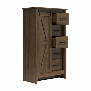 Alton Farmhouse Gentleman's Chest, Rustic Walnut - Rustic Walnut - 5 Drawer