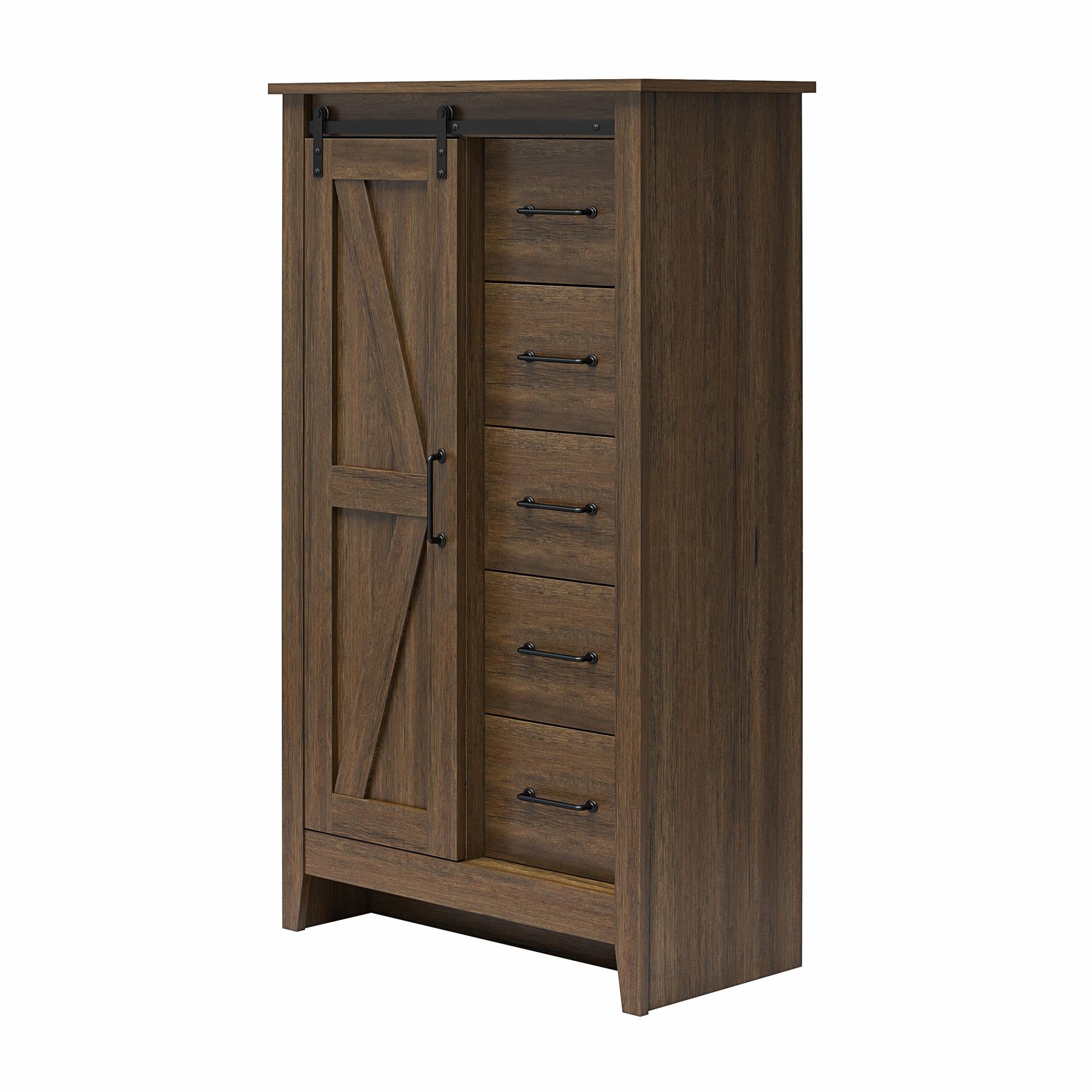 Alton Farmhouse Gentleman's Chest, Rustic Walnut - Rustic Walnut - 5 Drawer