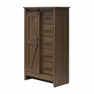 Alton Farmhouse Gentleman's Chest, Rustic Walnut - Rustic Walnut - 5 Drawer
