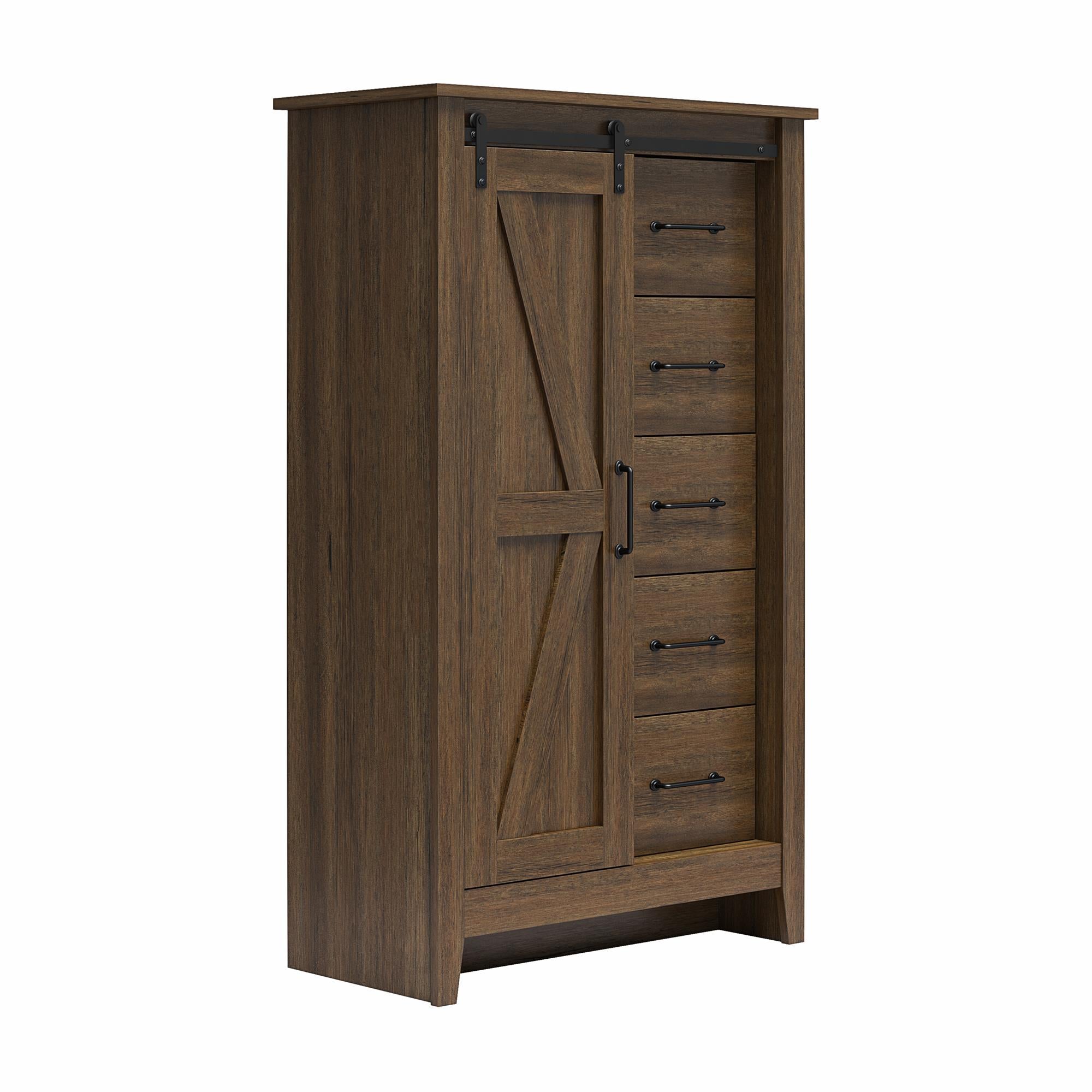 Alton Farmhouse Gentleman's Chest, Rustic Walnut - Rustic Walnut - 5 Drawer