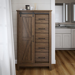 Alton Farmhouse Gentleman's Chest, Rustic Walnut - Rustic Walnut - 5 Drawer