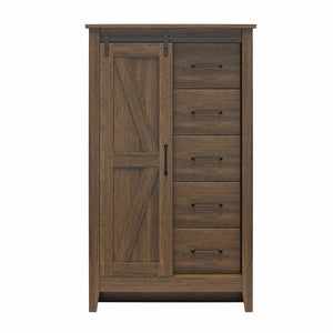 Alton Farmhouse Gentleman's Chest, Rustic Walnut - Rustic Walnut - 5 Drawer