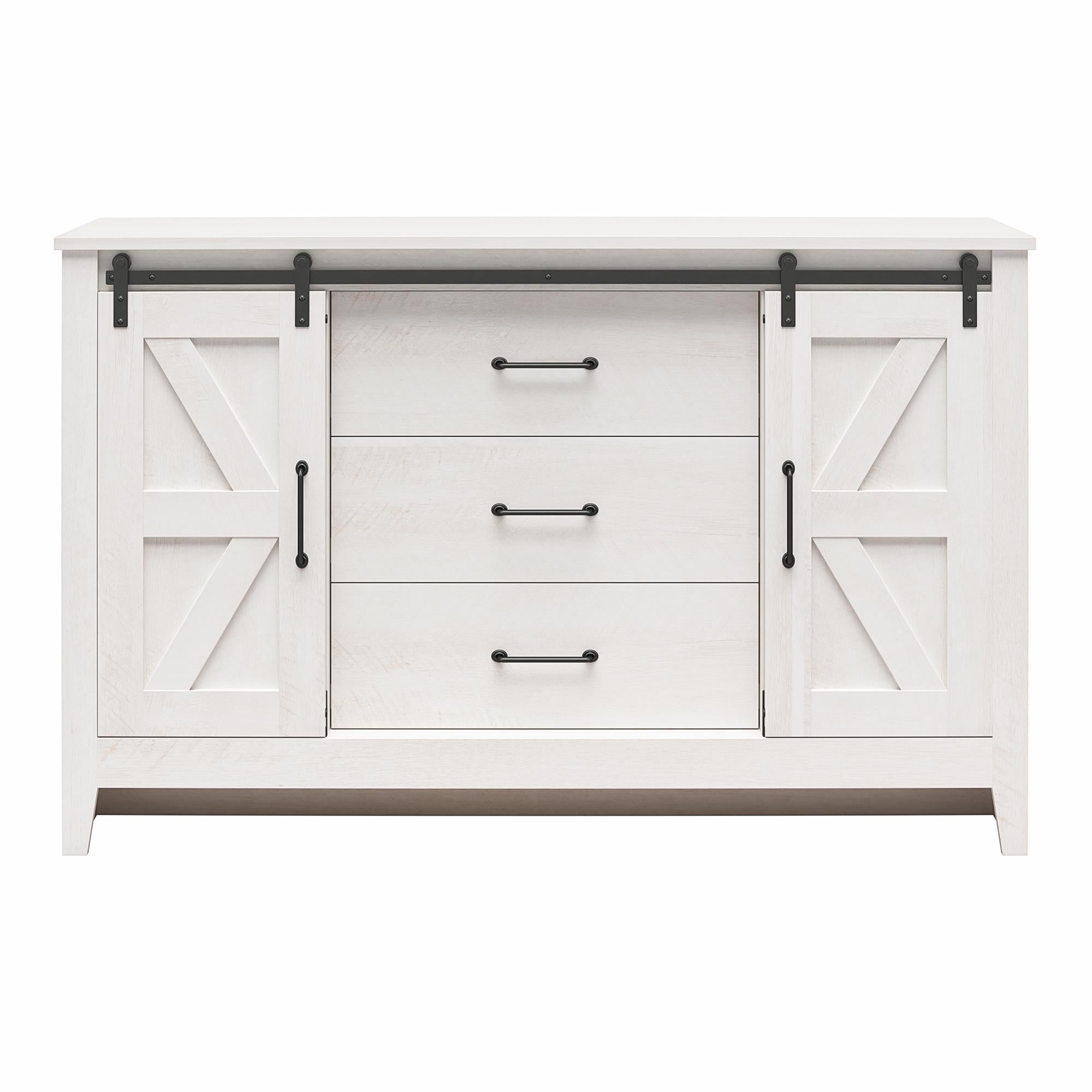 Alton Farmhouse 3 Drawer/2 Door Dresser, Magnolia Oak - Magnolia Oak - 3 Drawer