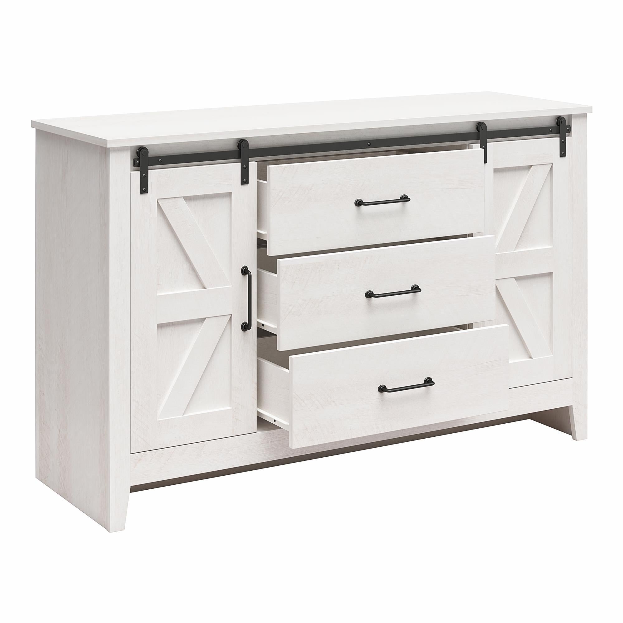 Alton Farmhouse 3 Drawer/2 Door Dresser, Magnolia Oak - Magnolia Oak - 3 Drawer