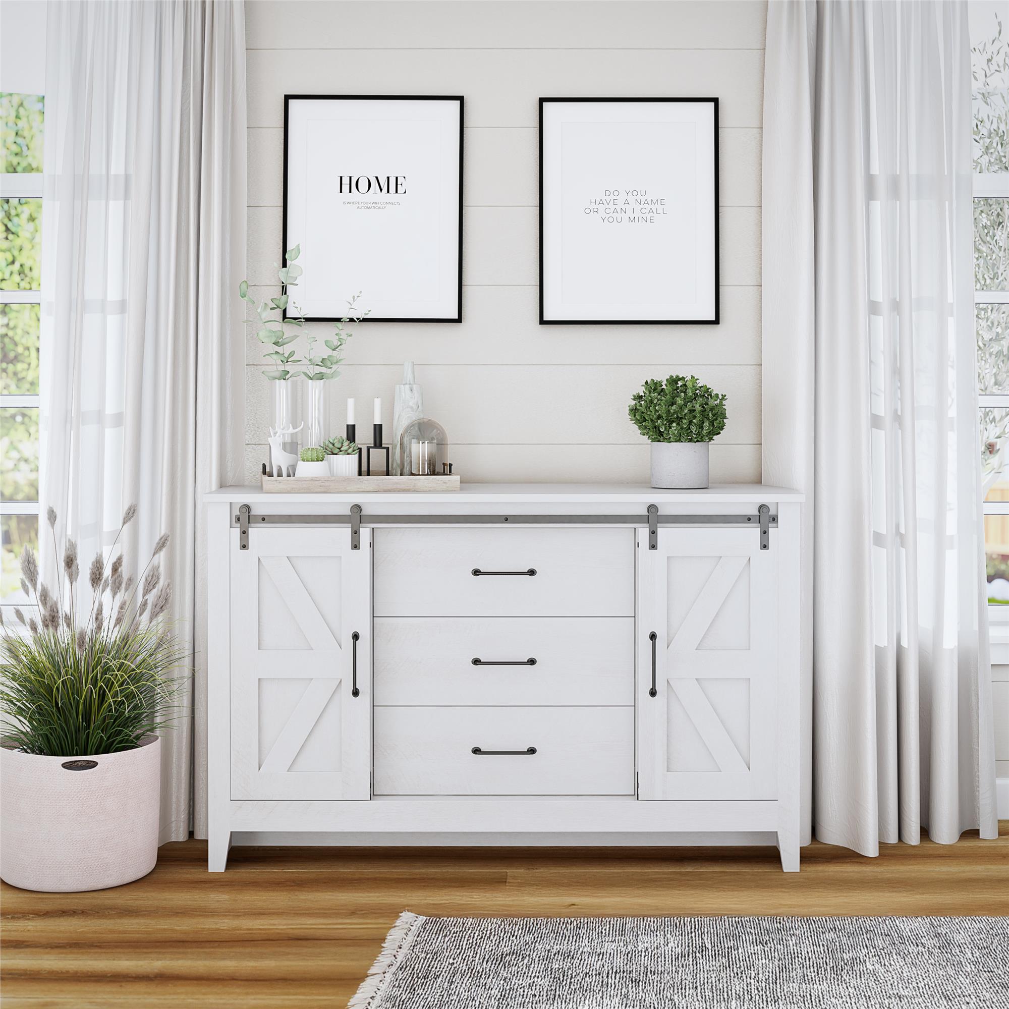Alton Farmhouse 3 Drawer/2 Door Dresser, Magnolia Oak - Magnolia Oak - 3 Drawer