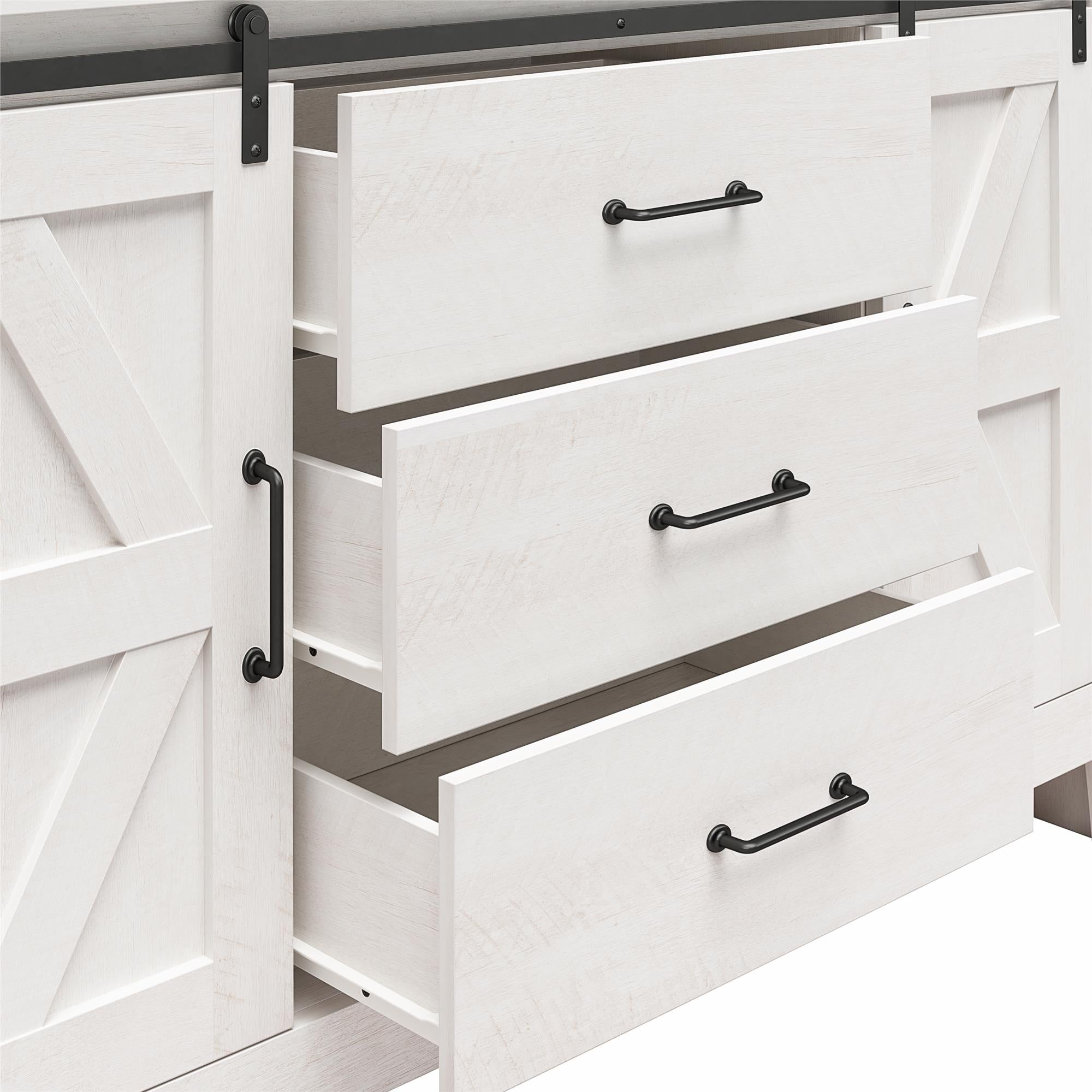 Alton Farmhouse 3 Drawer/2 Door Dresser, Magnolia Oak - Magnolia Oak - 3 Drawer