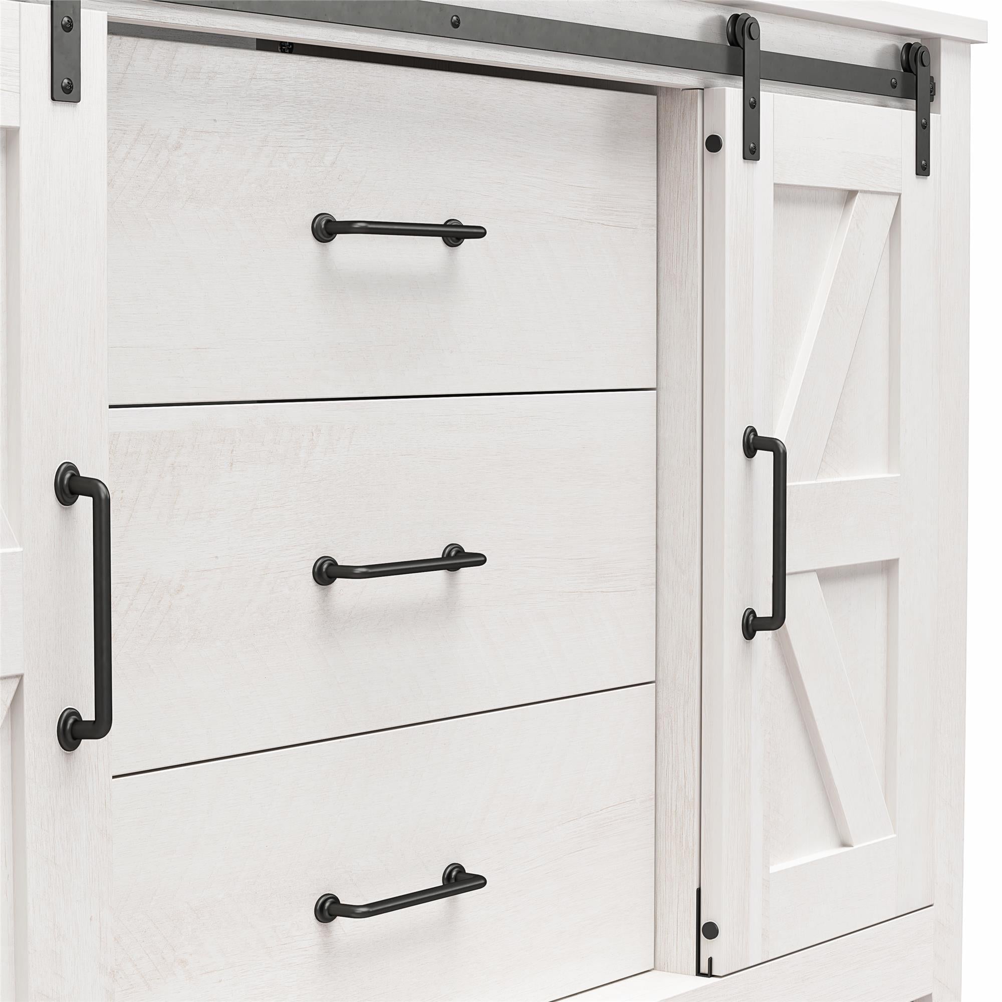 Alton Farmhouse 3 Drawer/2 Door Dresser, Magnolia Oak - Magnolia Oak - 3 Drawer