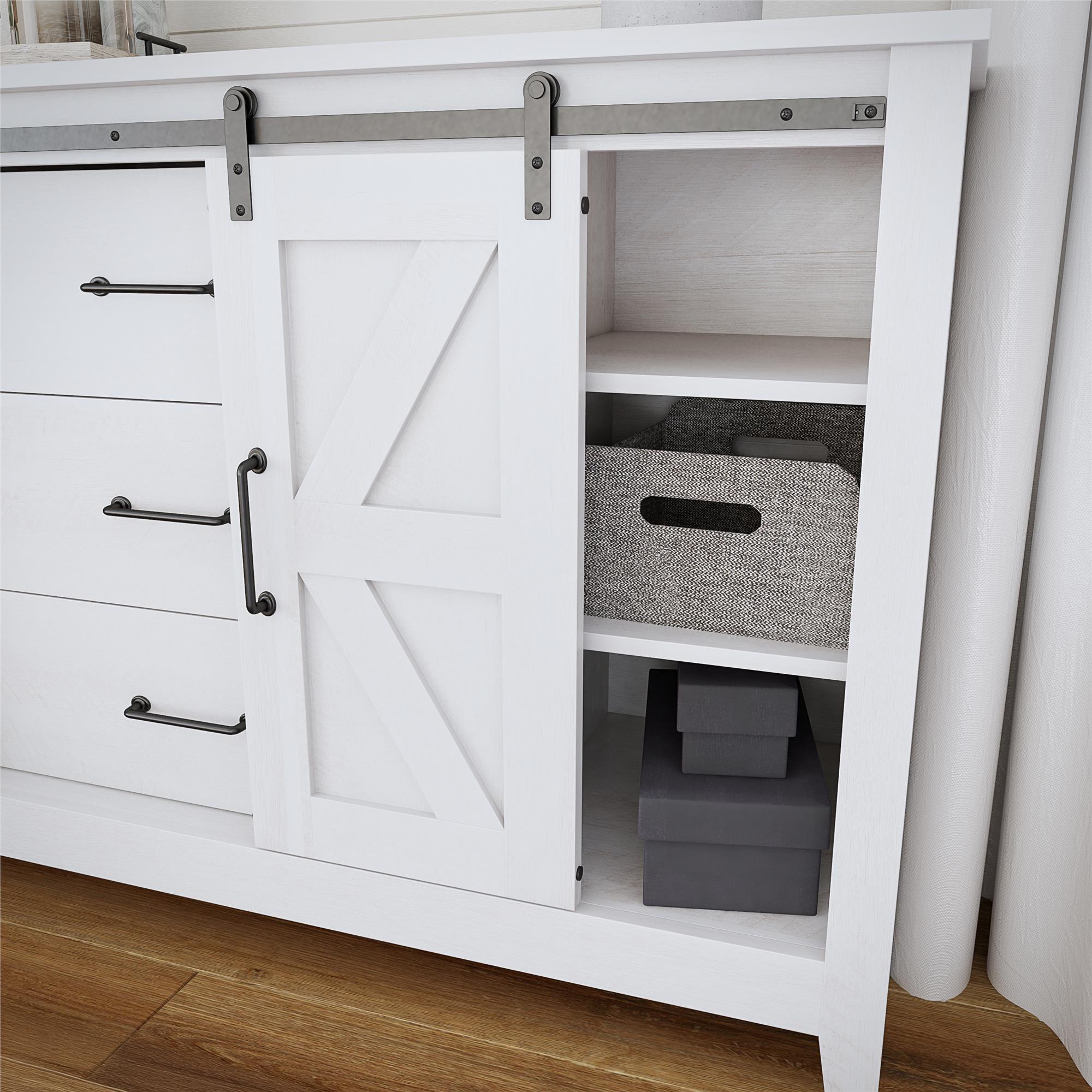 Alton Farmhouse 3 Drawer/2 Door Dresser, Magnolia Oak - Magnolia Oak - 3 Drawer