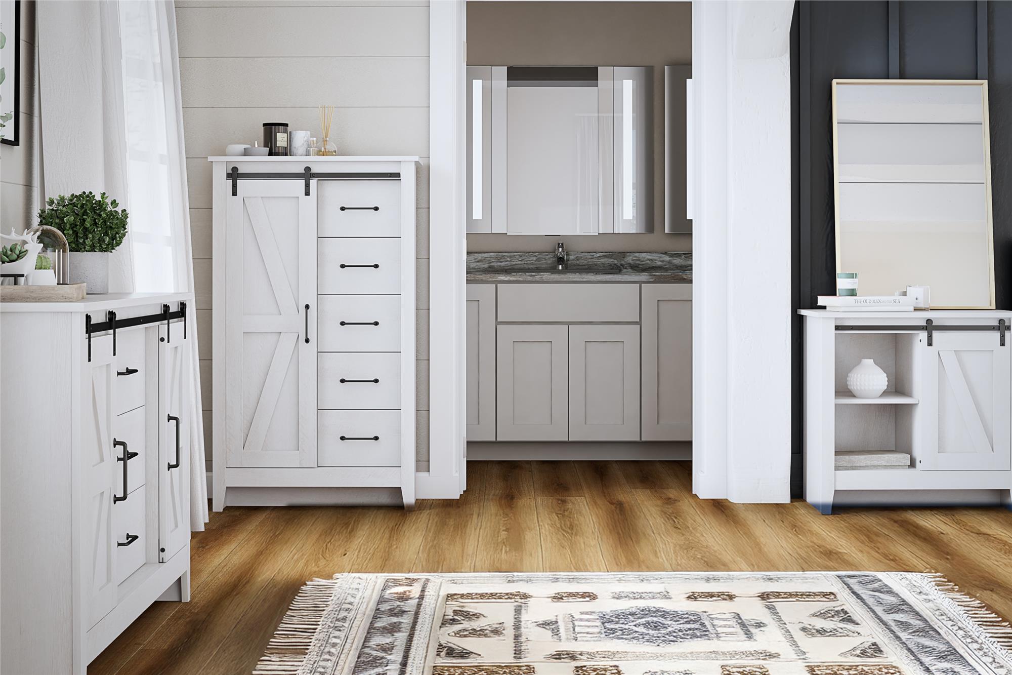 Alton Farmhouse 3 Drawer/2 Door Dresser, Magnolia Oak - Magnolia Oak - 3 Drawer