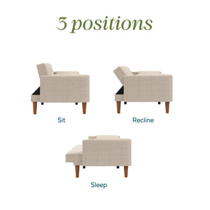 Novogratz Markham 80.5" Futon Sofa Bed - Sand Basket Weave - 3-Seater
