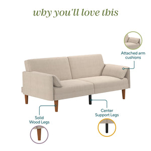 Novogratz Markham 80.5" Futon Sofa Bed - Sand Basket Weave - 3-Seater