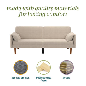 Novogratz Markham 80.5" Futon Sofa Bed - Sand Basket Weave - 3-Seater