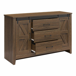 Alton Farmhouse 3 Drawer/2 Door Dresser, Rustic Walnut - Rustic Walnut - 3 Drawer