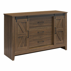 Alton Farmhouse 3 Drawer/2 Door Dresser, Rustic Walnut - Rustic Walnut - 3 Drawer