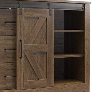 Alton Farmhouse 3 Drawer/2 Door Dresser, Rustic Walnut - Rustic Walnut - 3 Drawer