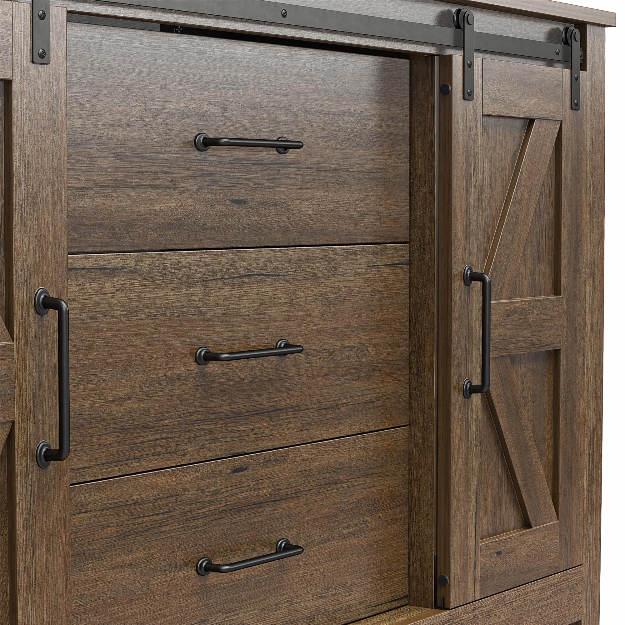 Alton Farmhouse 3 Drawer/2 Door Dresser, Rustic Walnut - Rustic Walnut - 3 Drawer