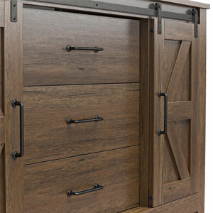 Alton Farmhouse 3 Drawer/2 Door Dresser, Rustic Walnut - Rustic Walnut - 3 Drawer