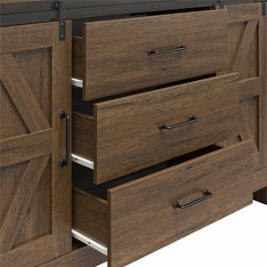 Alton Farmhouse 3 Drawer/2 Door Dresser, Rustic Walnut - Rustic Walnut - 3 Drawer