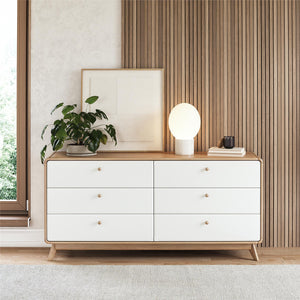 Ren Home Leva 6 Drawer Dresser, Oak/White - Oak
