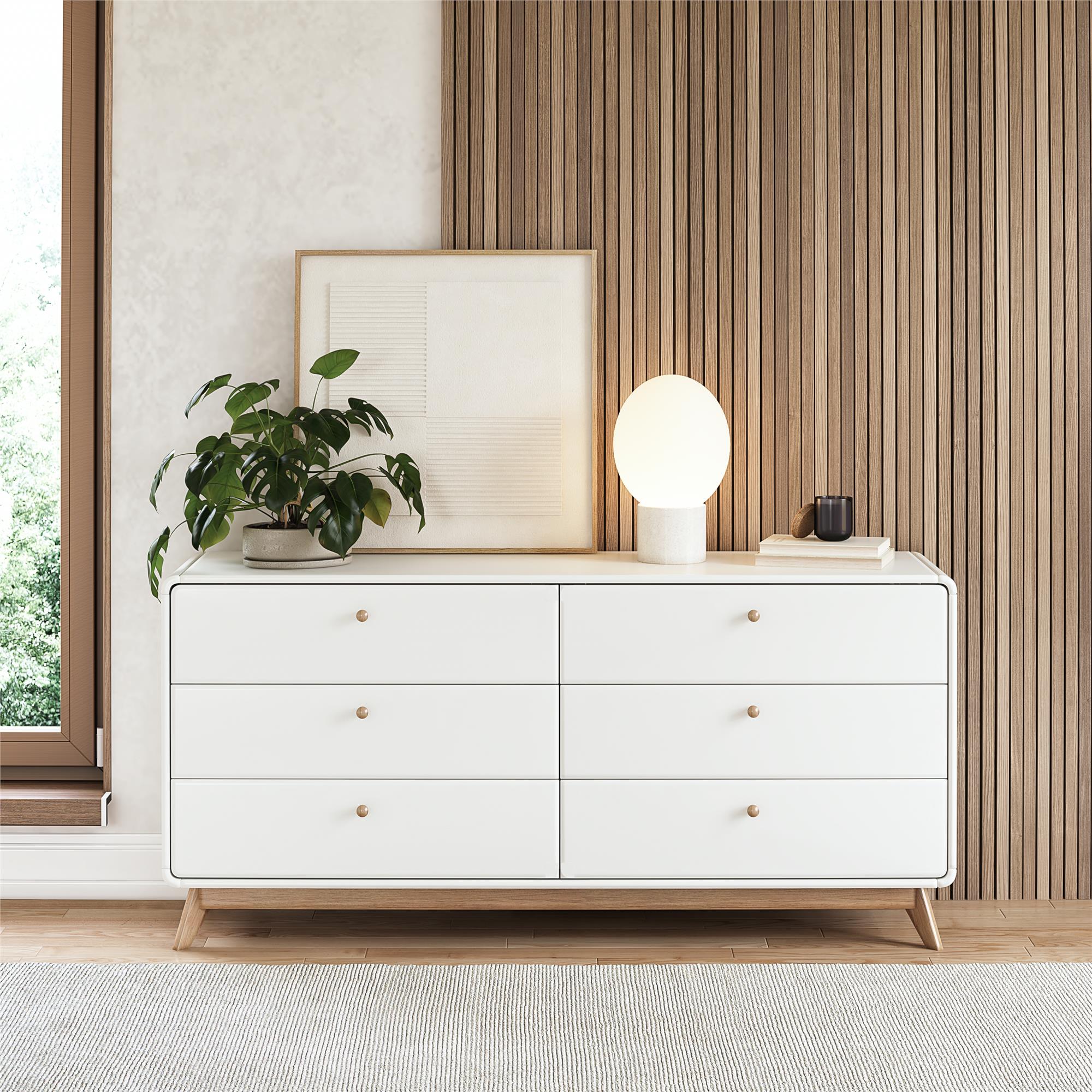 Ren Home Leva 6 Drawer Dresser, White - Charleswood White
