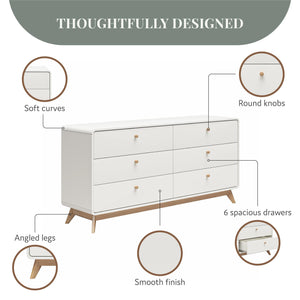 Ren Home Leva 6 Drawer Dresser, White - Charleswood White