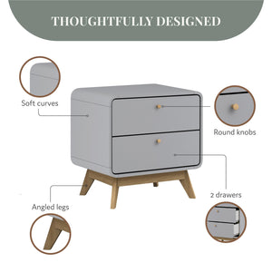 Ren Home Leva 2 Drawer Nightstand - Gray