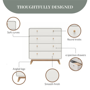 Ren Home Leva 4 Drawer Dresser, White/Oak - Flat White
