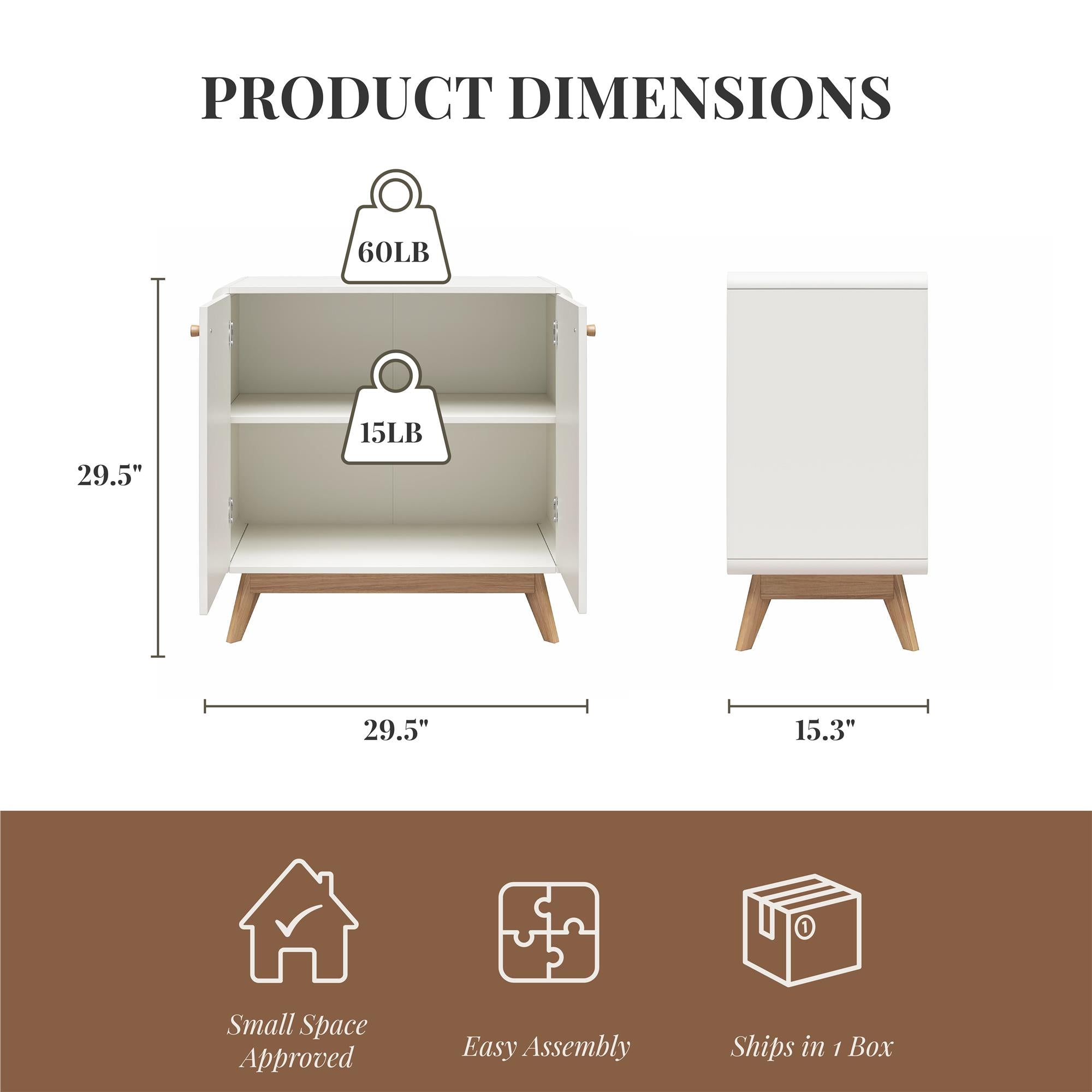 Ren Home Leva Scandinavian Style Accent Cabinet, White - Charleswood White