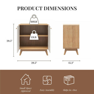 Ren Home Scandinavian Style Leva Accent Cabinet, Oak/White - Oak