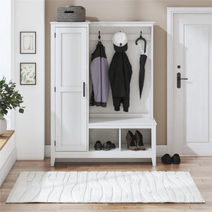 Farmhouse Entryway Hall Tree with Bench, Federal White - Federal White - 1 Door