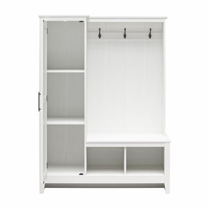 Farmhouse Entryway Hall Tree with Bench, Federal White - Federal White - 1 Door