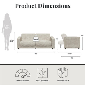 RealRooms Allie Corduroy 82" Futon Sofa Bed, Ivory - Ivory Corduroy - 3-Seater