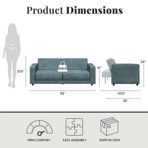 RealRooms Allie Corduroy 82" Futon Sofa Bed, Teal - Teal Corduroy - 3-Seater