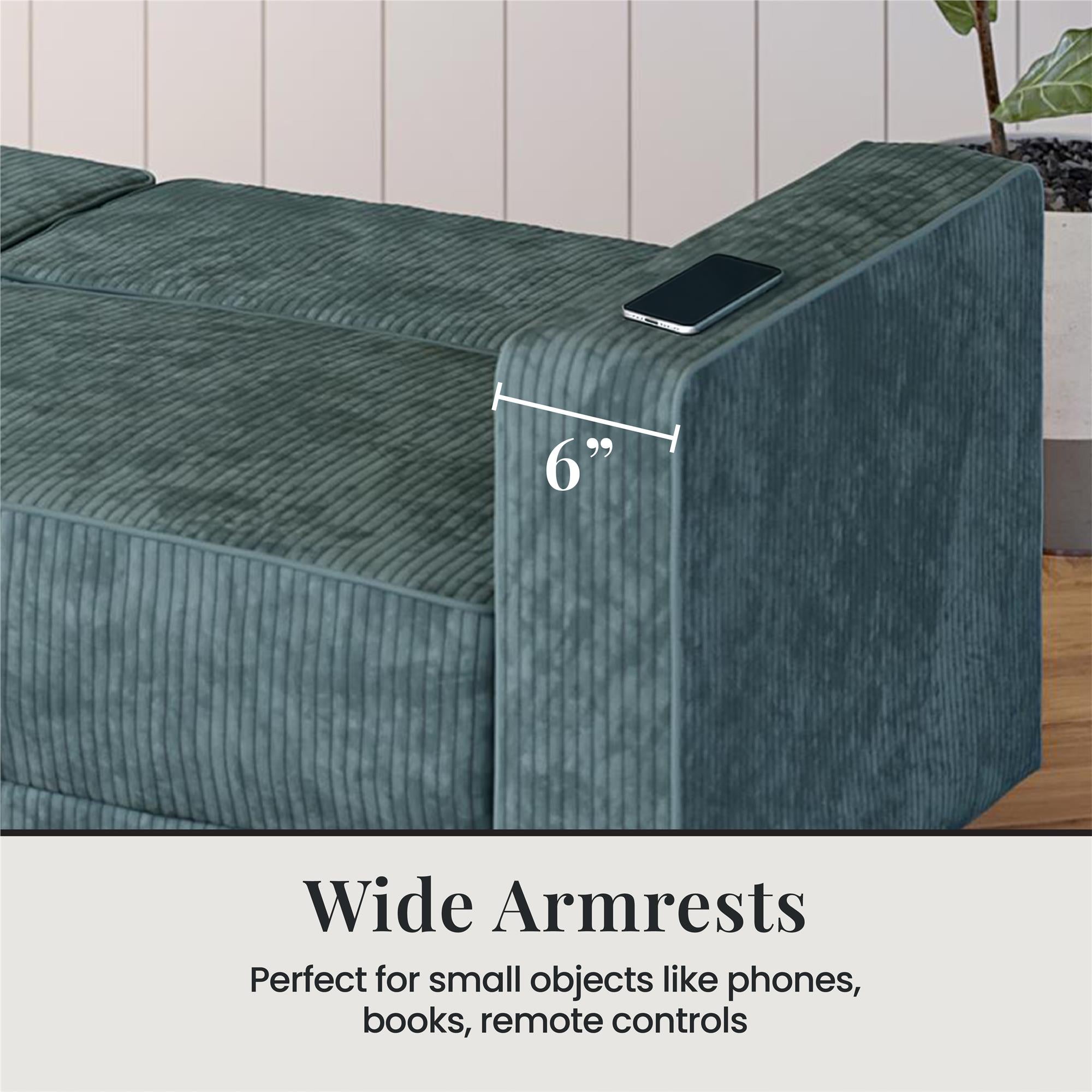 RealRooms Allie Corduroy 82" Futon Sofa Bed, Teal - Teal Corduroy - 3-Seater