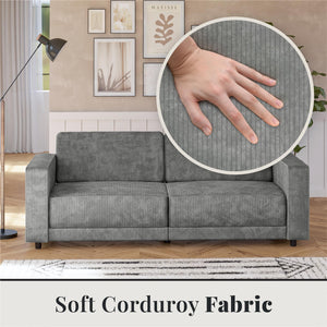 RealRooms Allie Corduroy 82" Futon Sofa Bed, Gray - Gray Corduroy - 3-Seater