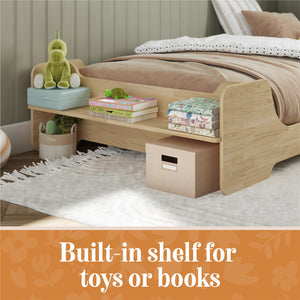 Max & Finn Murdock Montessori Floor Bed with Shelf, Twin, Natural - Natural - Twin