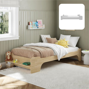 Max & Finn Murdock Montessori Floor Bed with Shelf, Twin, Natural - Natural - Twin